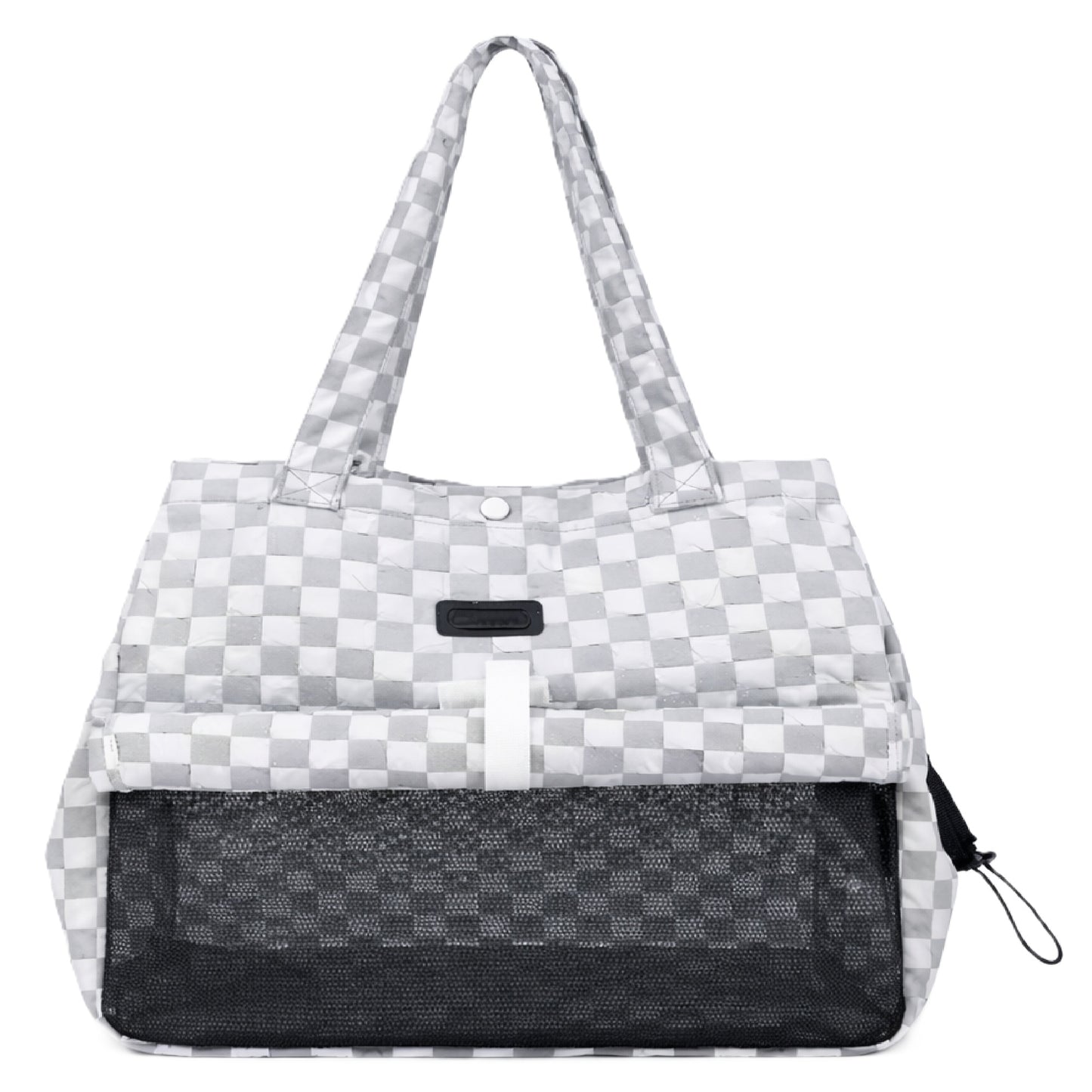 Pet Carrier Tote Bag, Checkered Pattern with Mesh Window, Shoulder Strap Travel Backpack for Small Cats and Dogs