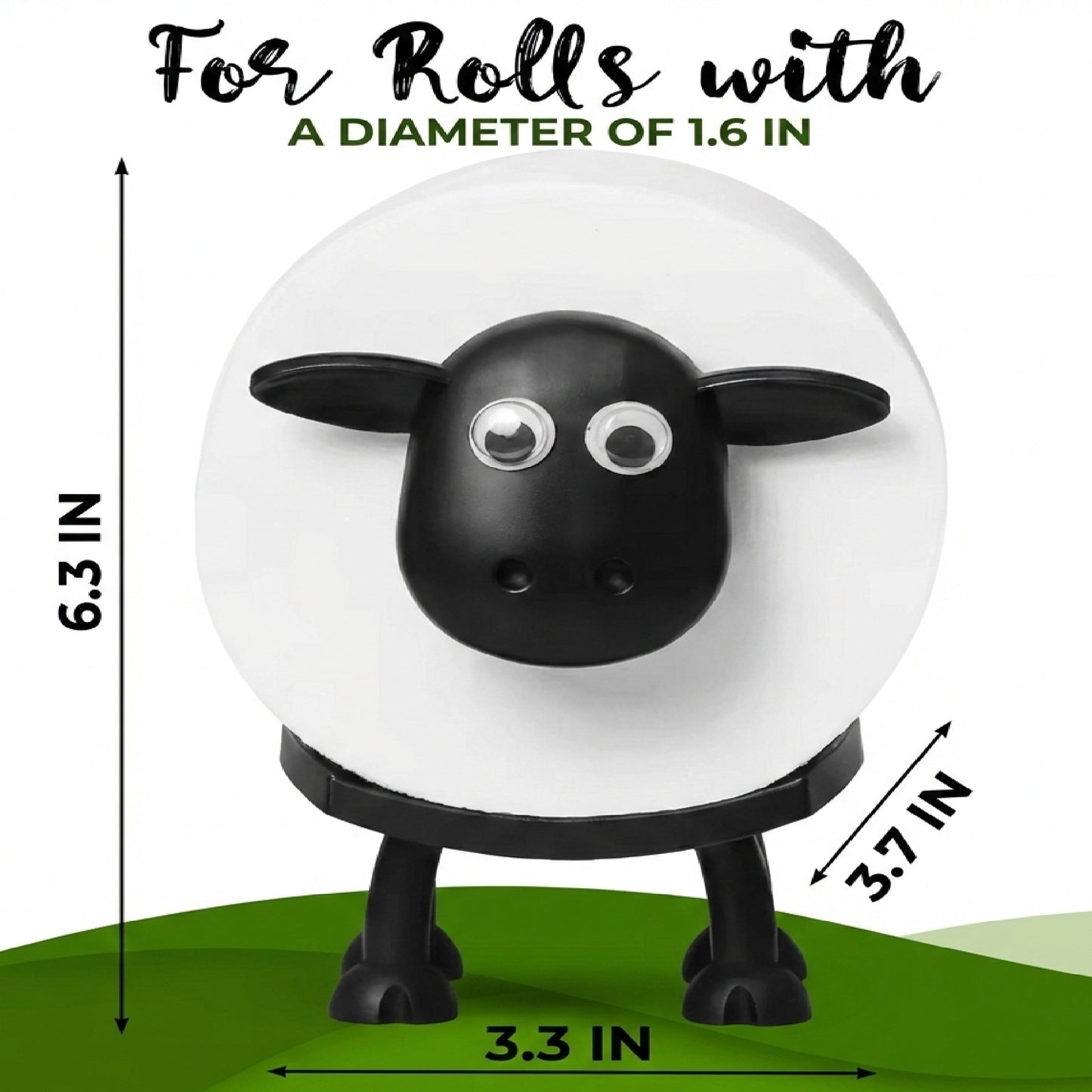Cute Sheep Toilet Paper Holder Stand - Funny Animal Bathroom Decor - Novelty Free-Standing Loo Roll Organizer - Whimsical Farmhouse Gift for Kids, Guest Bath & Housewarming (Black, 3 pack)