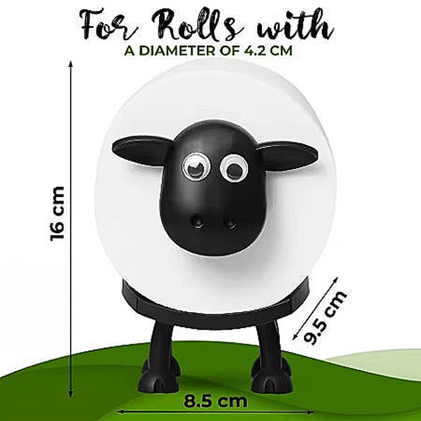 Cute Sheep Toilet Paper Holder Stand - Funny Animal Bathroom Decor - Novelty Free-Standing Loo Roll Organizer - Whimsical Farmhouse Gift for Kids, Guest Bath & Housewarming (Black, 1pc)