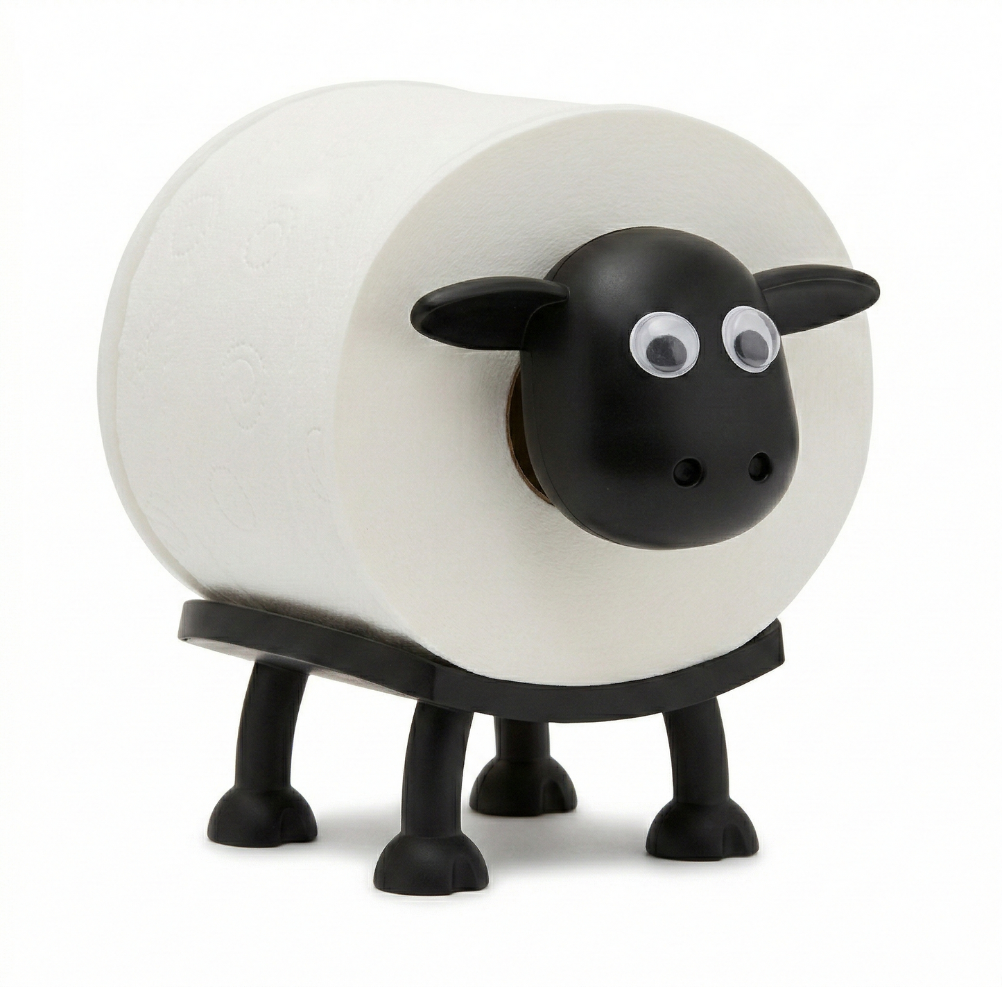 Cute Sheep Toilet Paper Holder Stand - Funny Animal Bathroom Decor - Novelty Free-Standing Loo Roll Organizer - Whimsical Farmhouse Gift for Kids, Guest Bath & Housewarming (Black, 3 pack)