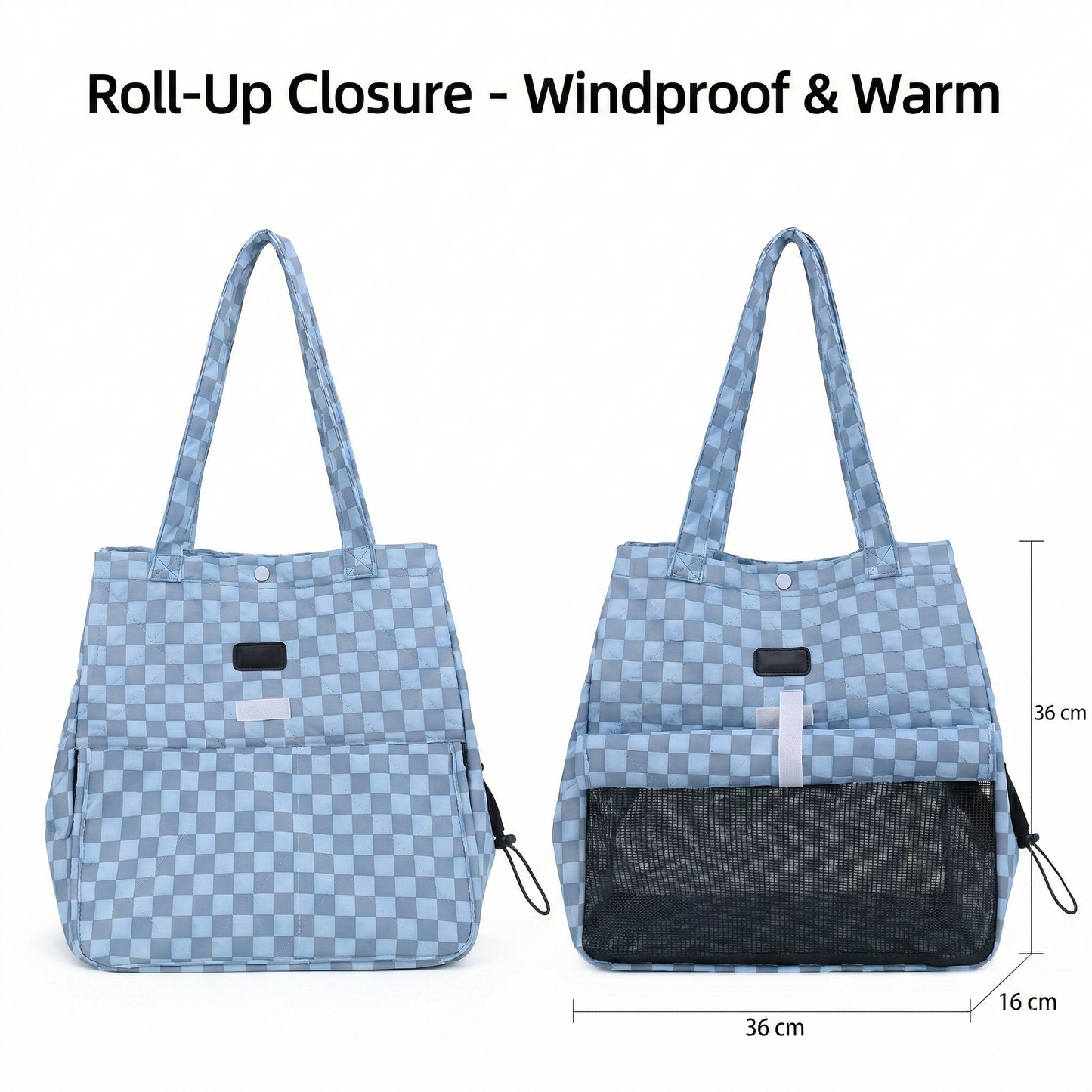 Pet Carrier Tote Bag, Checkered Pattern with Mesh Window, Shoulder Strap Travel Backpack for Small Cats and Dogs 1 pc