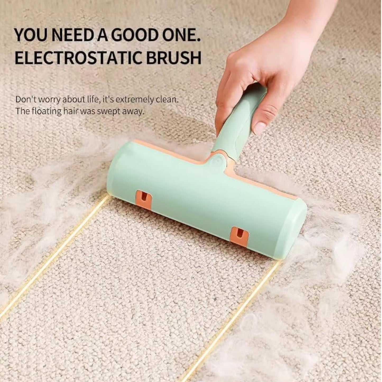 Pet Hair Remover for Furniture - Reusable Lint Roller for Dog & Cat Hair - Self-Cleaning Fur Removal Tool for Couch, Carpet, Bedding & Car - No Tape Needed (Mint Green 1pc)