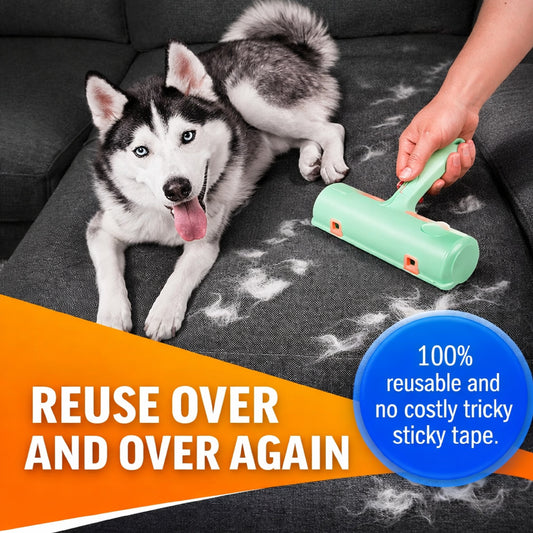 Pet Hair Remover for Furniture - Reusable Lint Roller for Dog & Cat Hair - Self-Cleaning Fur Removal Tool for Couch, Carpet, Bedding & Car - No Tape Needed (Mint Green 1pc)