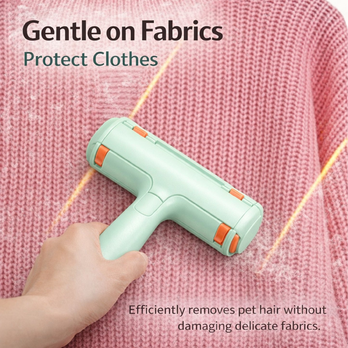 Pet Hair Remover for Furniture - Reusable Lint Roller for Dog & Cat Hair - Self-Cleaning Fur Removal Tool for Couch, Carpet, Bedding & Car - No Tape Needed (Mint Green 1pc)