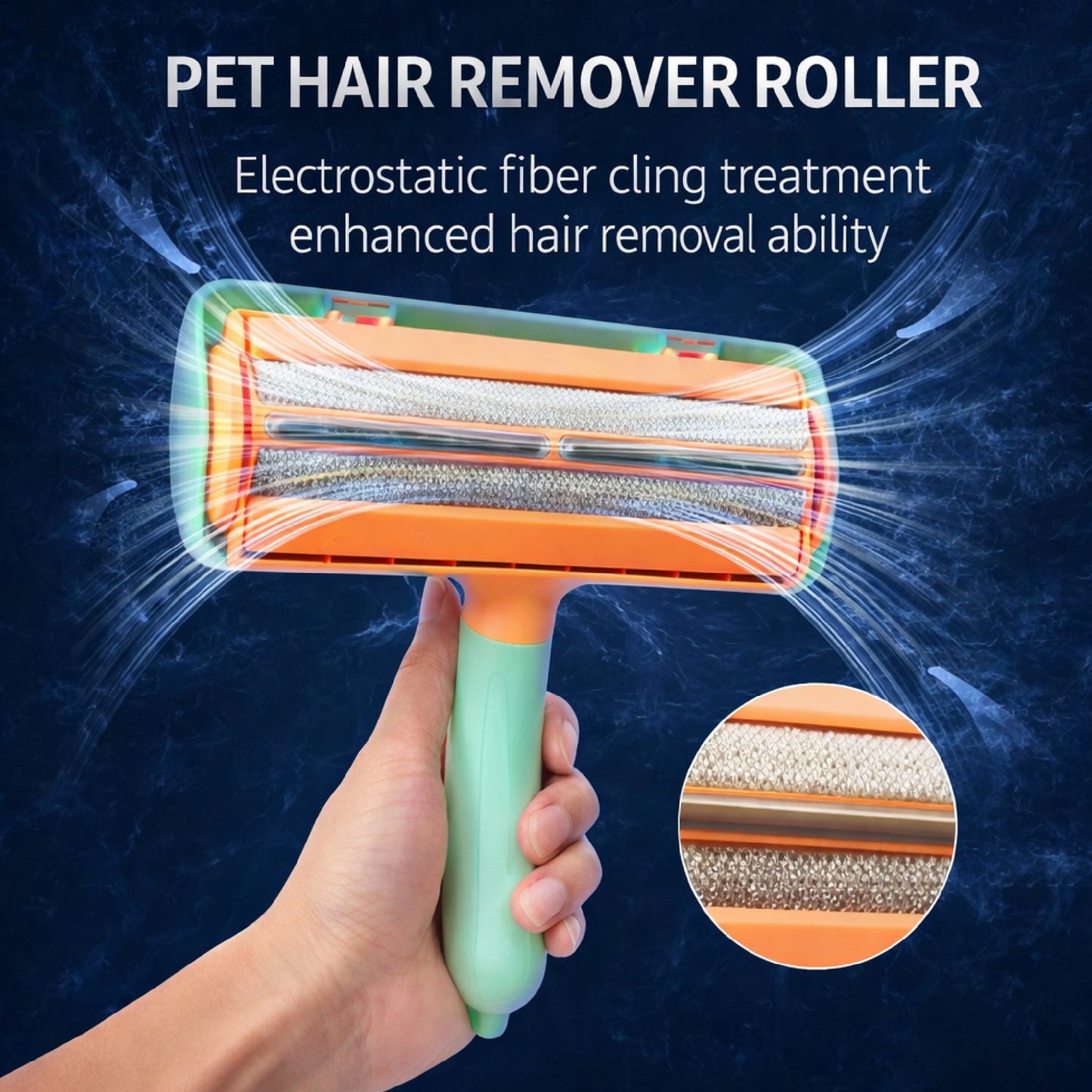 Pet Hair Remover for Furniture - Reusable Lint Roller for Dog & Cat Hair - Self-Cleaning Fur Removal Tool for Couch, Carpet, Bedding & Car - No Tape Needed (Mint Green 1pc)